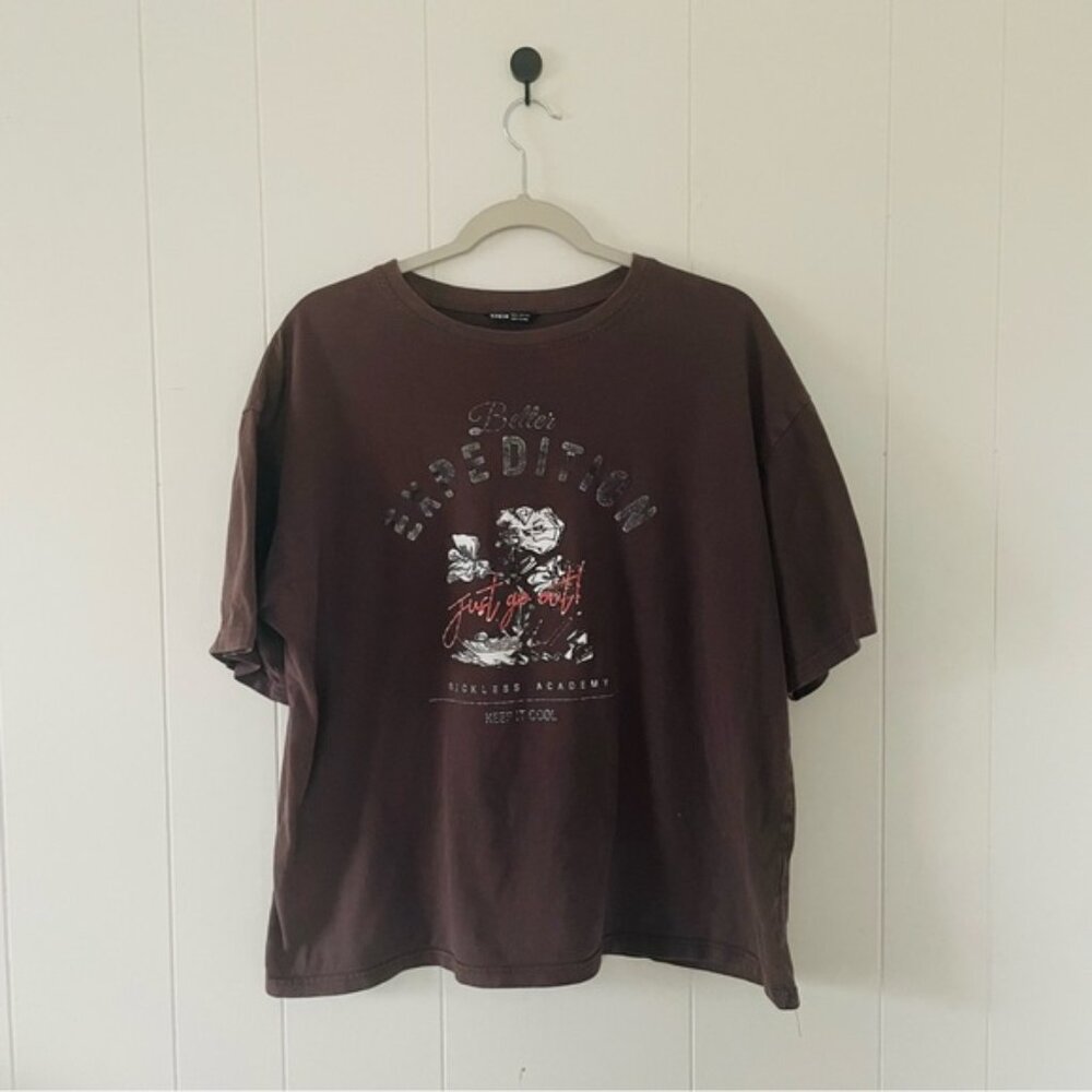 SHEIN Dark gray Expedition Graphic Tee